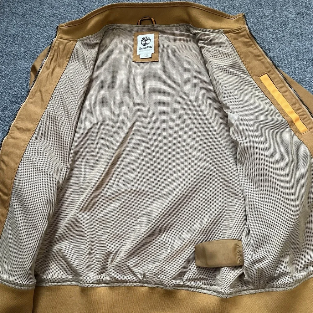 Timberland Heritage Workwear Bomber Jacket Mens XL Wheat Tan Canvas Full Zip